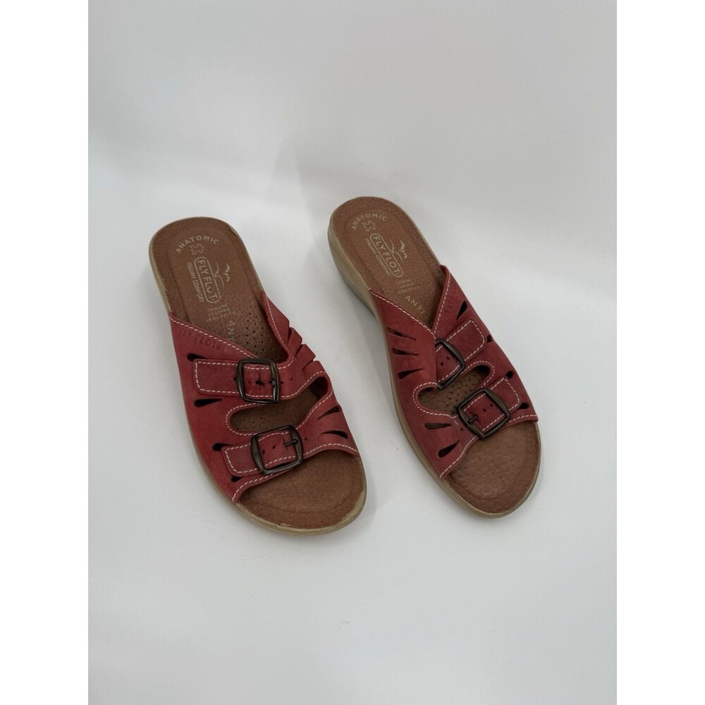 Fly Flot Italian Comfort Anti-Shock Double Strap Wedge Barbariga Sandal US6 EU37